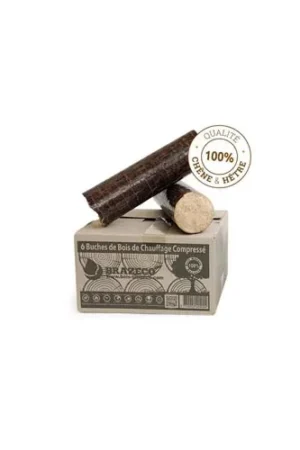 Palete com 80 caixas de lenha densificada de qualidade premium – 100% madeira de lei