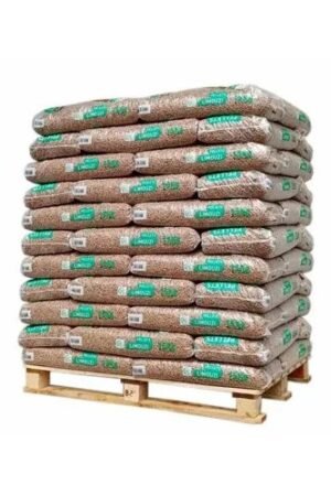 Pallet con 66 sacchi di pellet Limouzi – 15 kg, 100% resinoso, alta efficienza