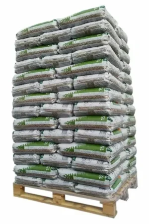 Pyrenees – Palete com 65 sacos (15 kg) de pellets de madeira 100% resinosa